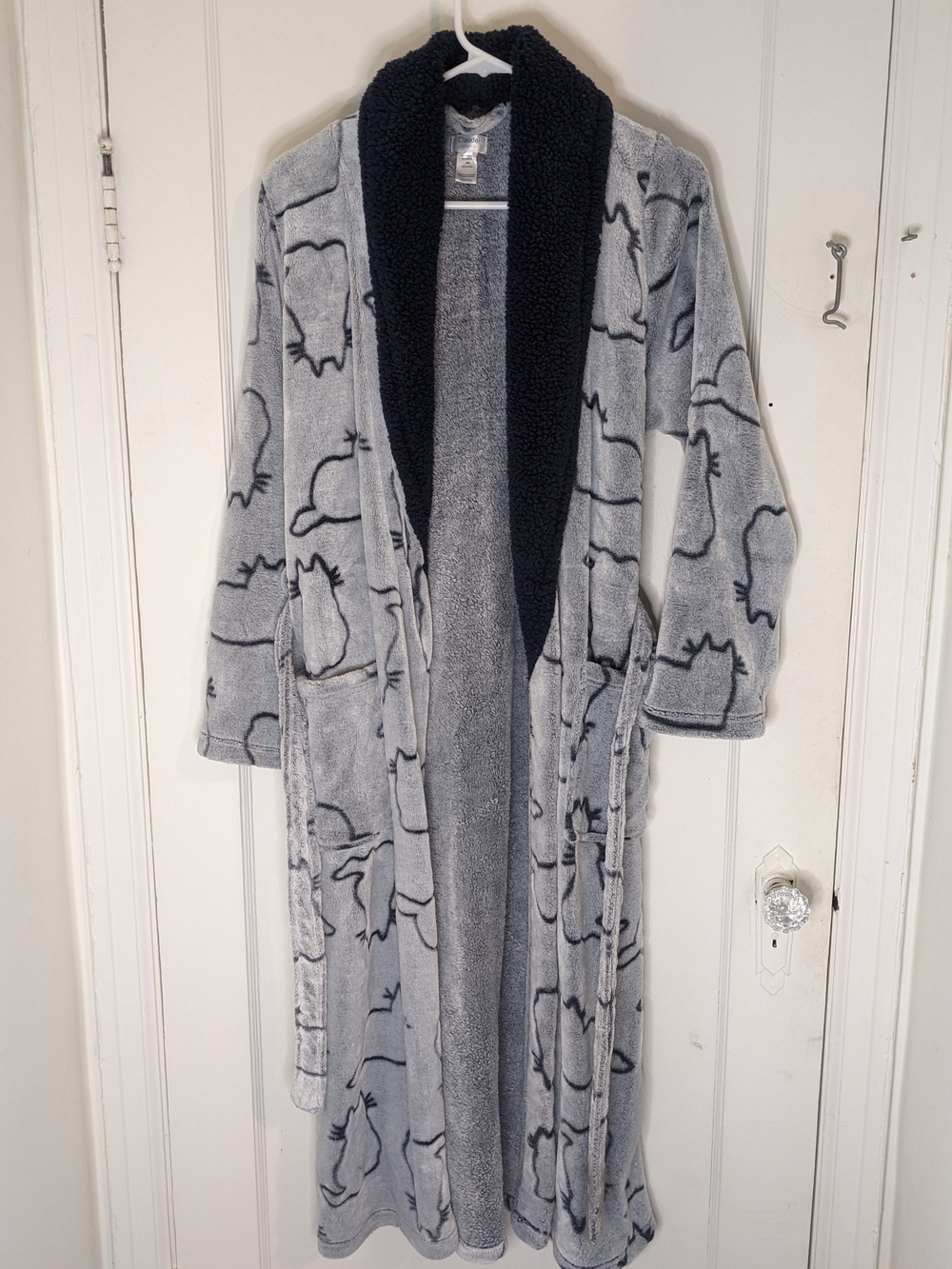 Cat Pattern Plush Sherpa-Lined Robe